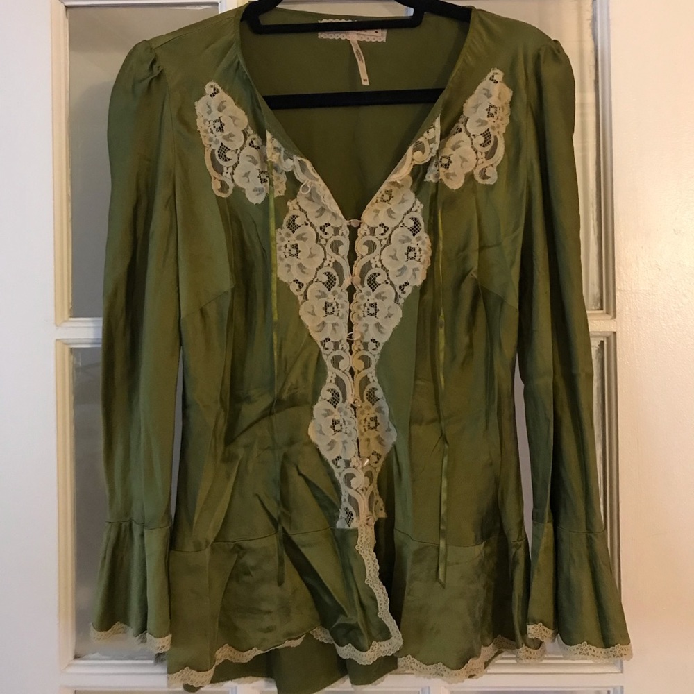 Free People Green Blouse